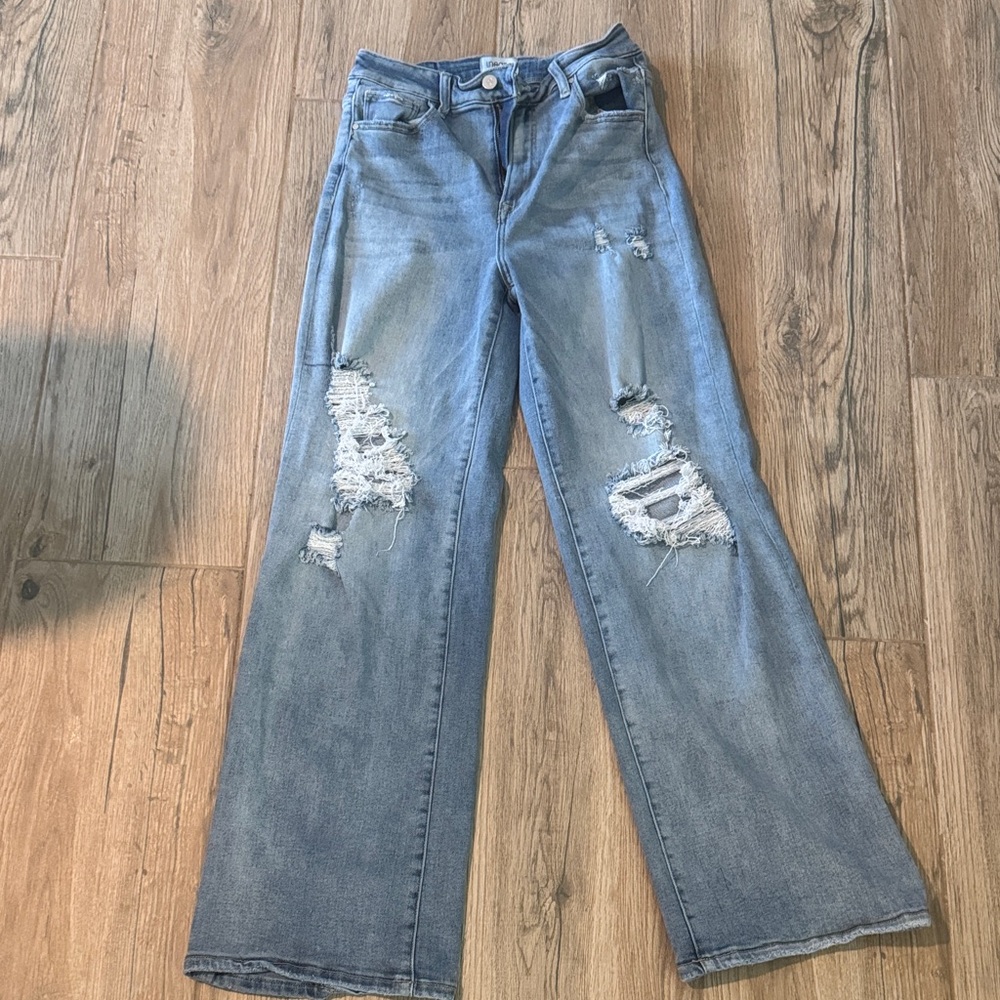 Insane Gene Stylish Distressed Blue Flare Jeans